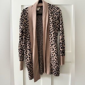 Leopard print cardigan.